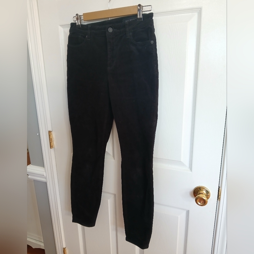 All Saints Women's Miller Black Corduroy Pants Size 27 Quiet Luxury Casual - Picture 2 of 7